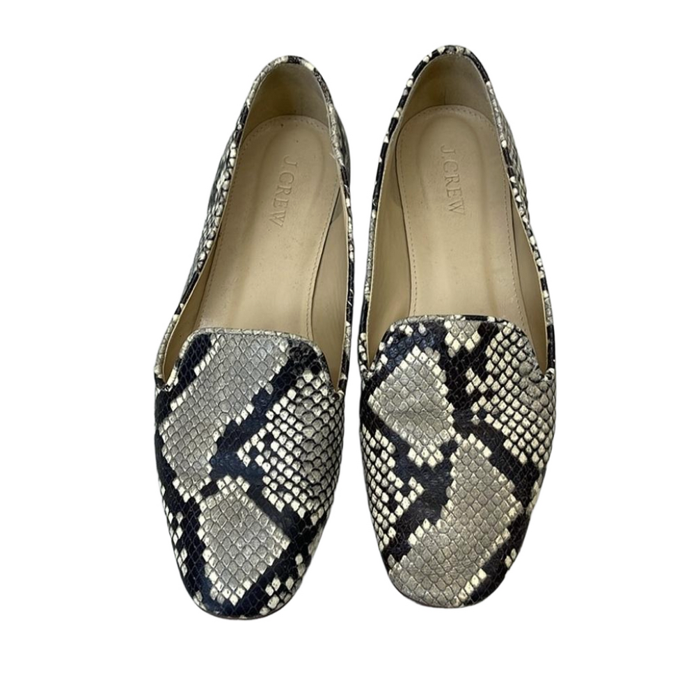 J Crew snakeskin leather loafers 7
